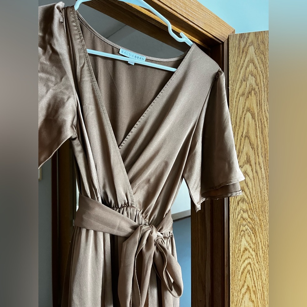 Baltic Born light brown silk bridesmaid dress